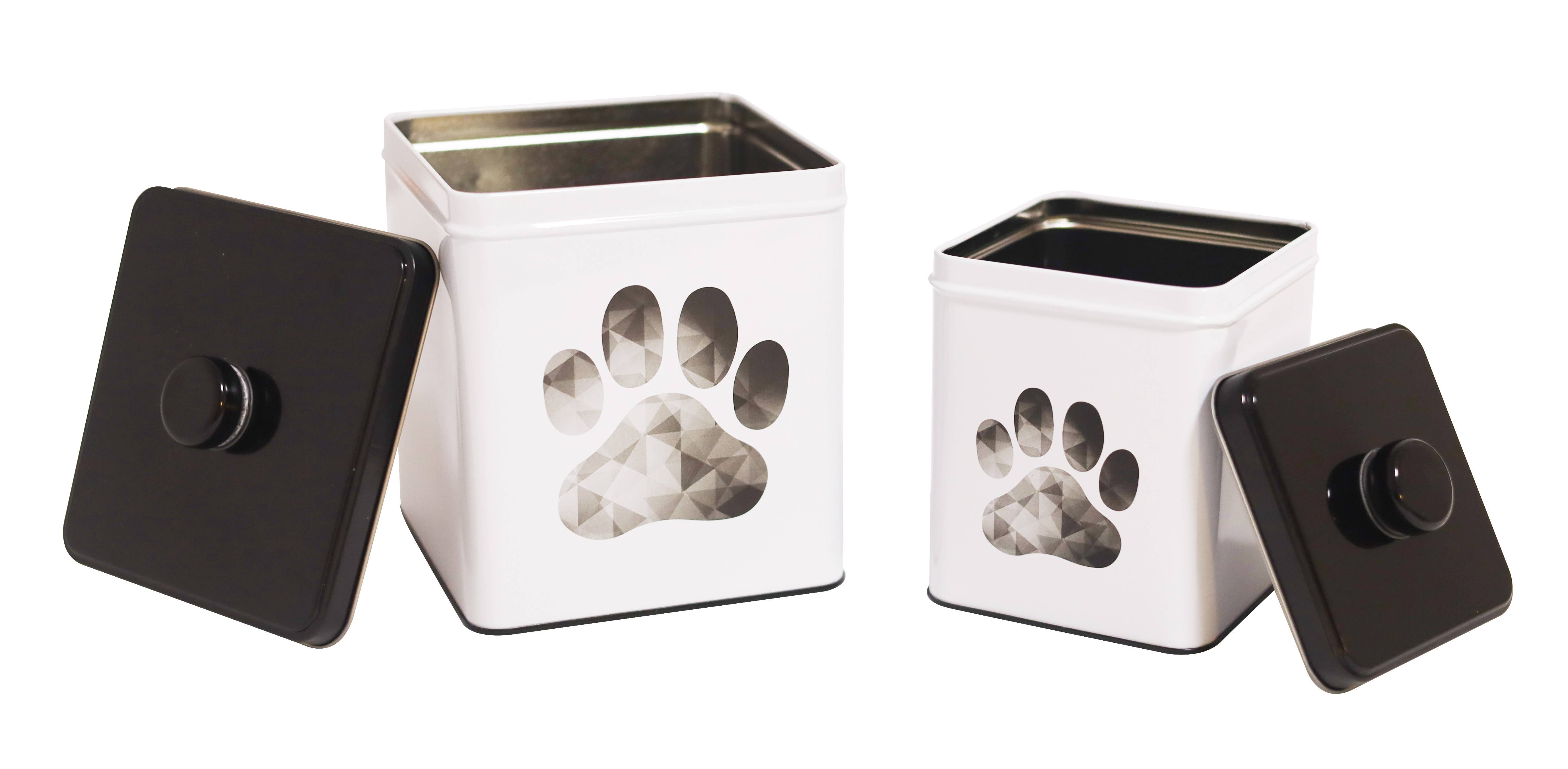 DAHO - Vente Bocal à friandises – chien - Ensemble de 2 boîtes carrées en métal pour friandises pour chiens4