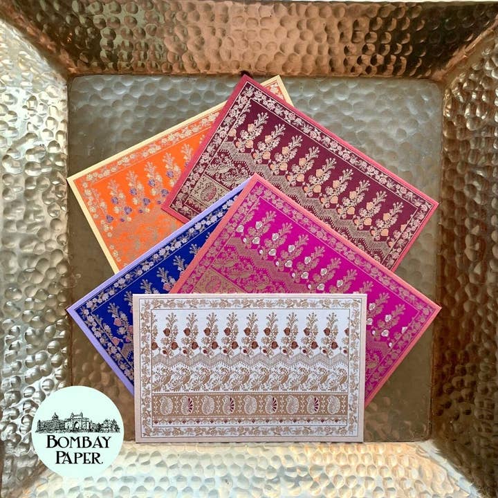 Ornate Motifs - Set of 5 Handmade Paper Greeting Cards for wholesale by Bombay Paper