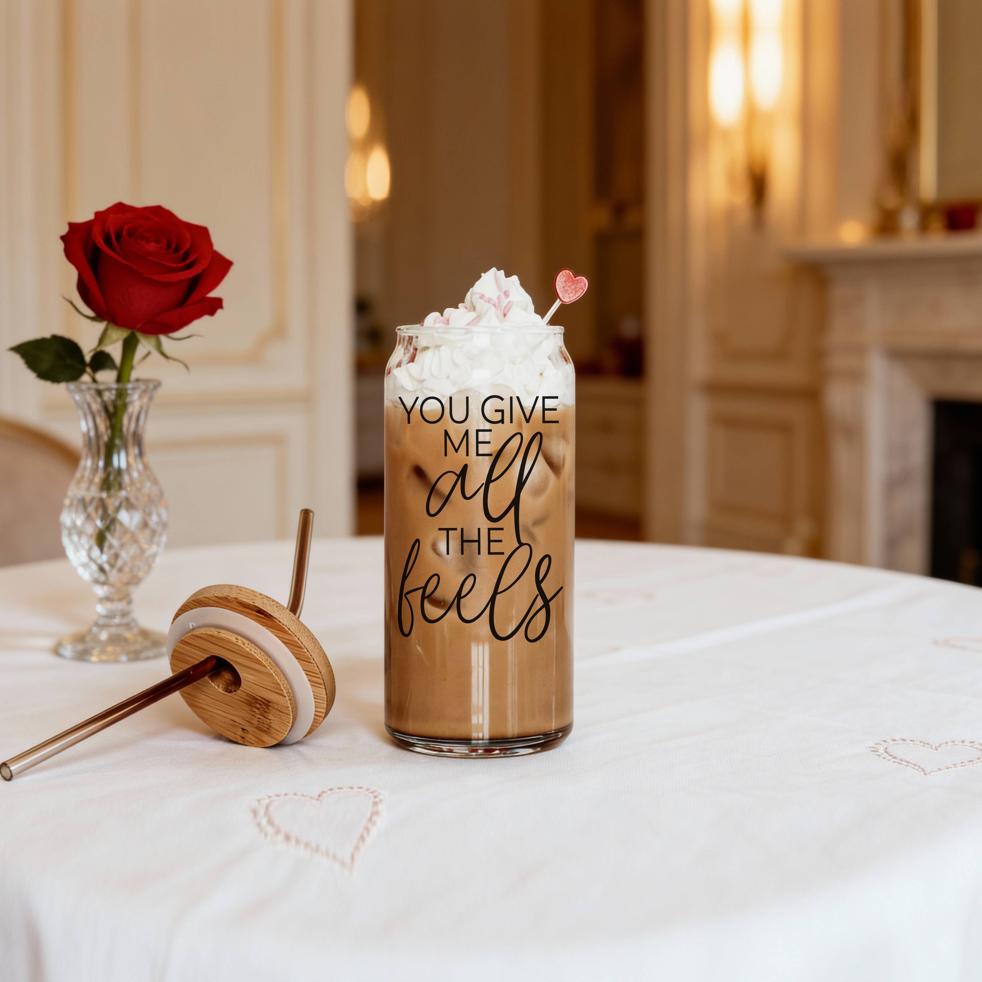 Gia Roma - Wholesale Coffee Mug - Valentines Glass Tumblers Heart Smiley, Galentines Gift Idea44