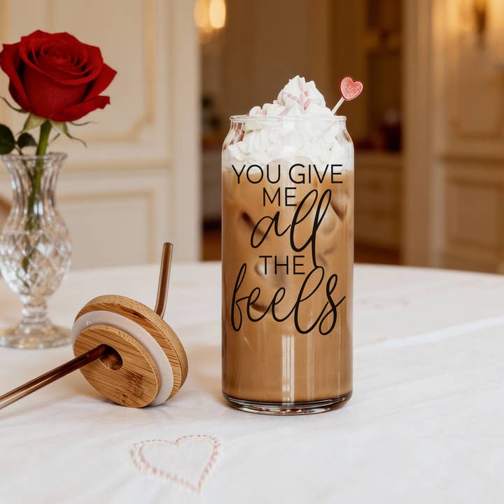 Gia Roma - Wholesale Coffee Mug - Valentines Glass Tumblers Heart Smiley, Galentines Gift Idea44