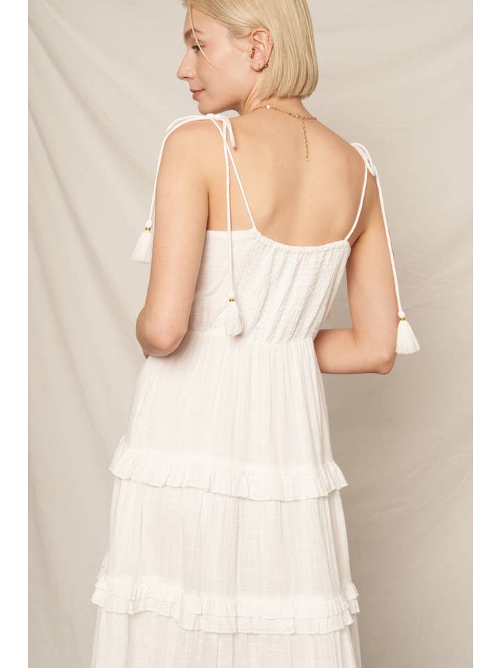 En Crème - Wholesale Dress - Women's - Tie Shoulder Embroidered Dress 6