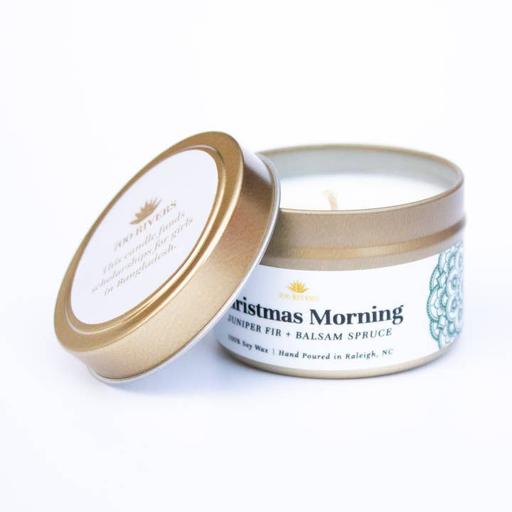 Vela de lata de Navidad por la mañana | Vela navideña | Vela navideña para venta al por mayor de 700 Rivers