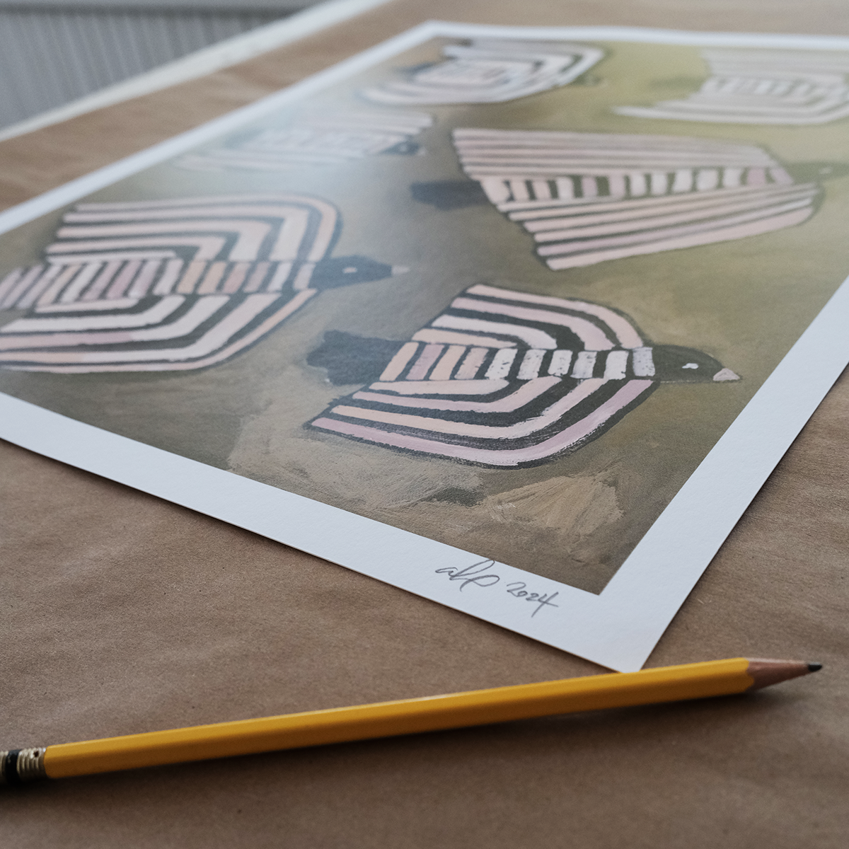 ALEX'S - Wholesale Art Print - Six Striped Birds Print3