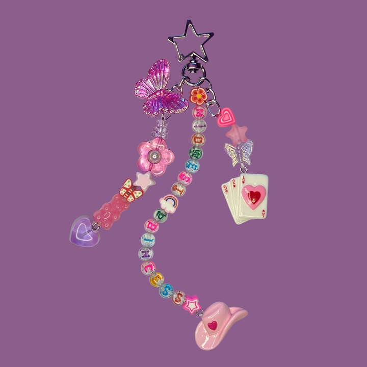 Pink Cowgirl Charm Keychain – Pink Pony Club, Midwest Princess, Good Luck Babe | Diva Singer Playing Cards Star for wholesale by Faebelle Haven