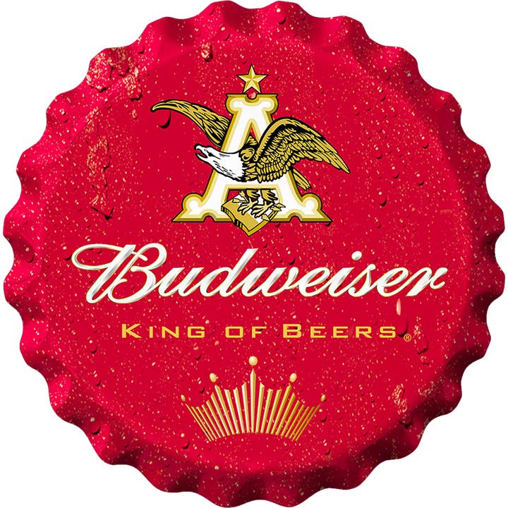 Anheuser Bottle Cap Tin Sign for wholesale by Desperate Enterprises
