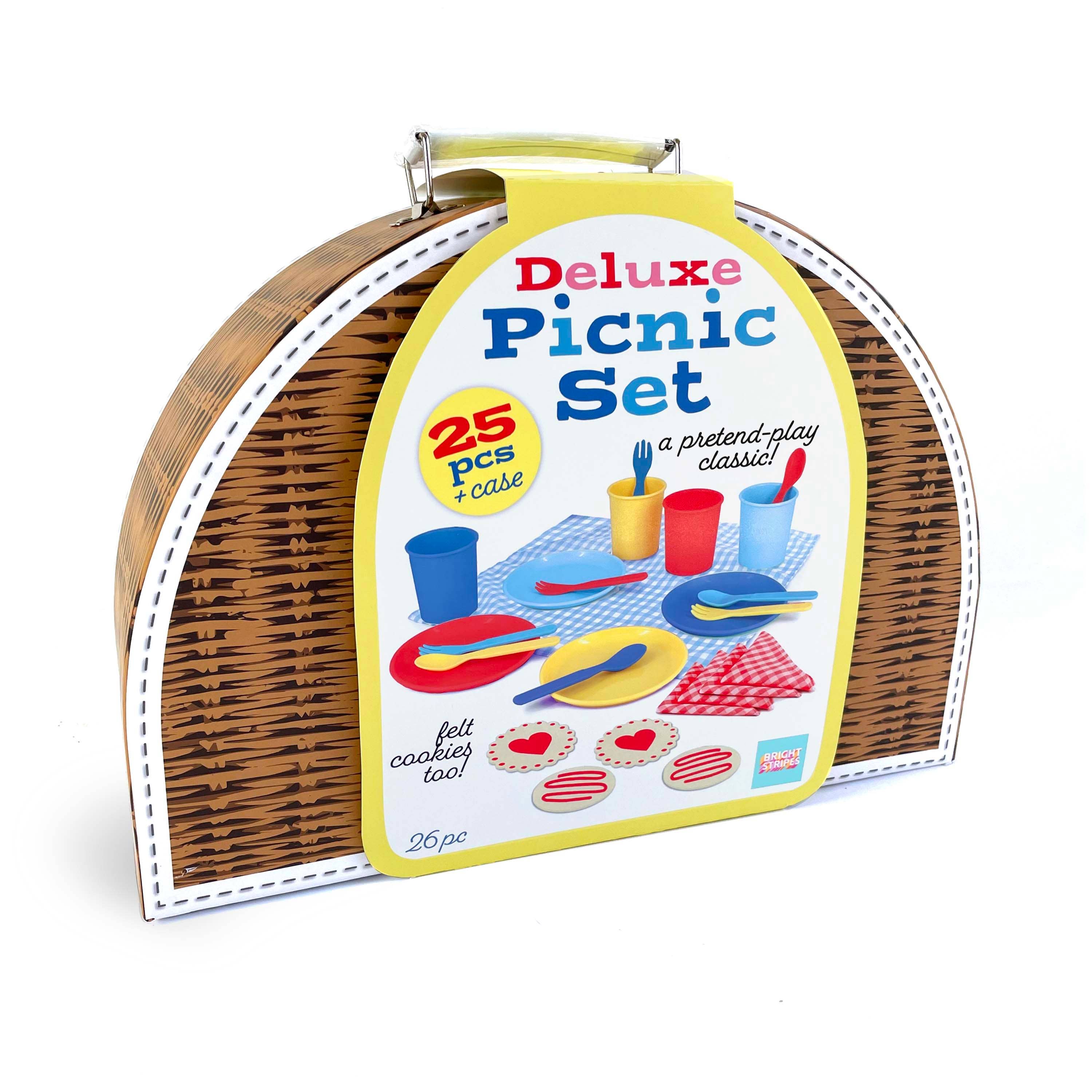 Bright Stripes - Wholesale Picnic Basket - Deluxe Picnic Set 25 Pieces in Carry Case-Primary1