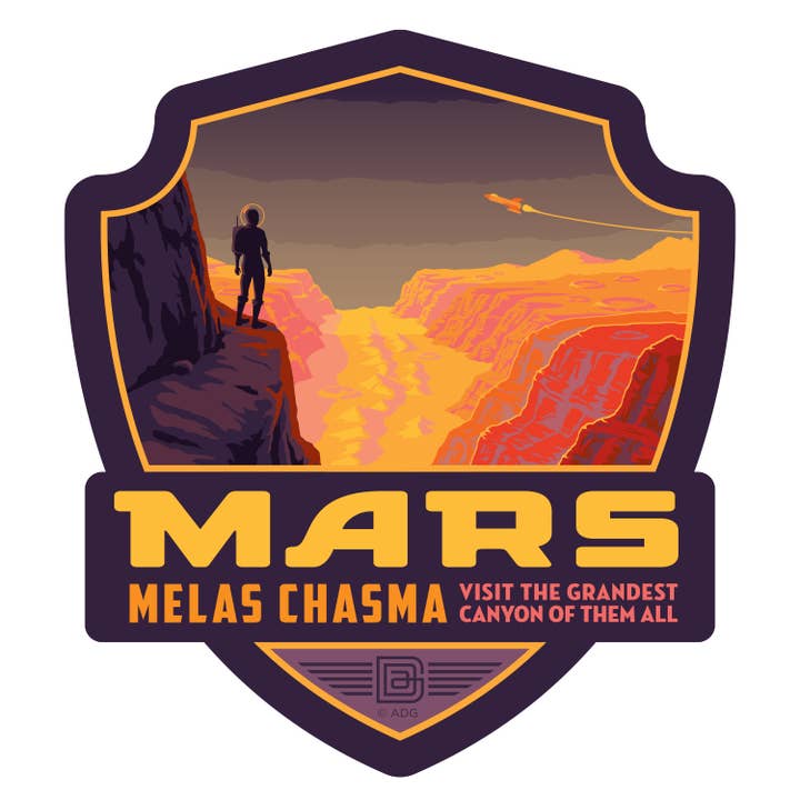Mars Melas Chasma Emblem Sticker for wholesale by Tourist Courts