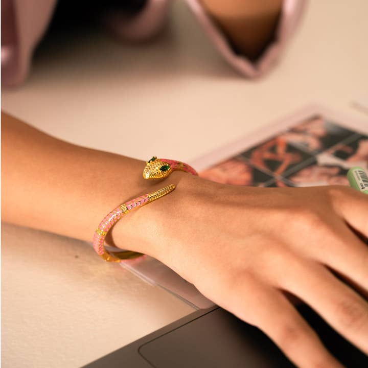 Serpent Enchant Pink Bangle for wholesale by Vinnis Jewelry