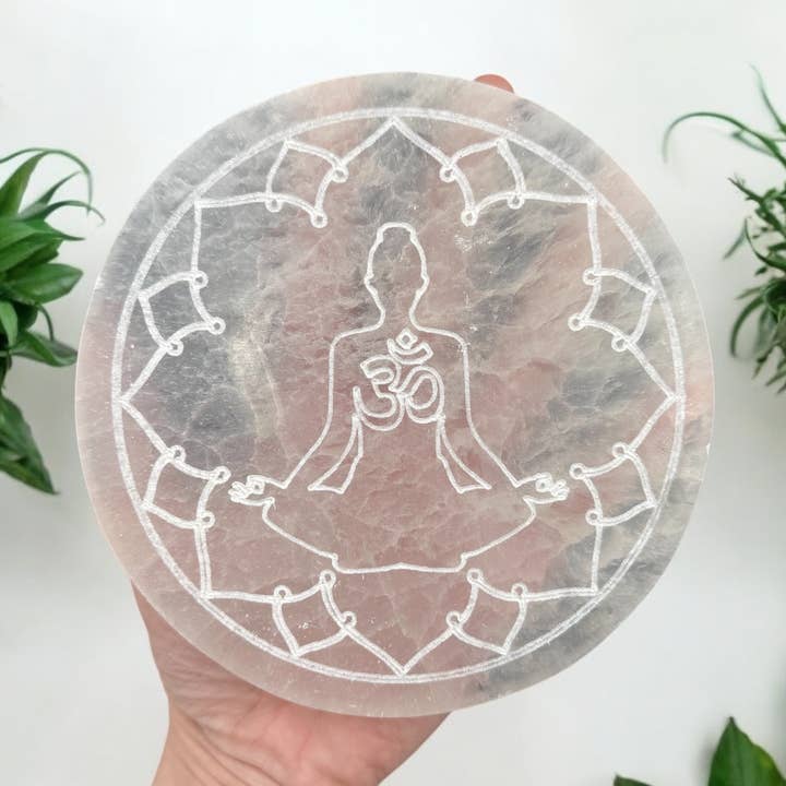 Selenite Charging Plate - Yogi 5.5" for wholesale by Funky Stuff