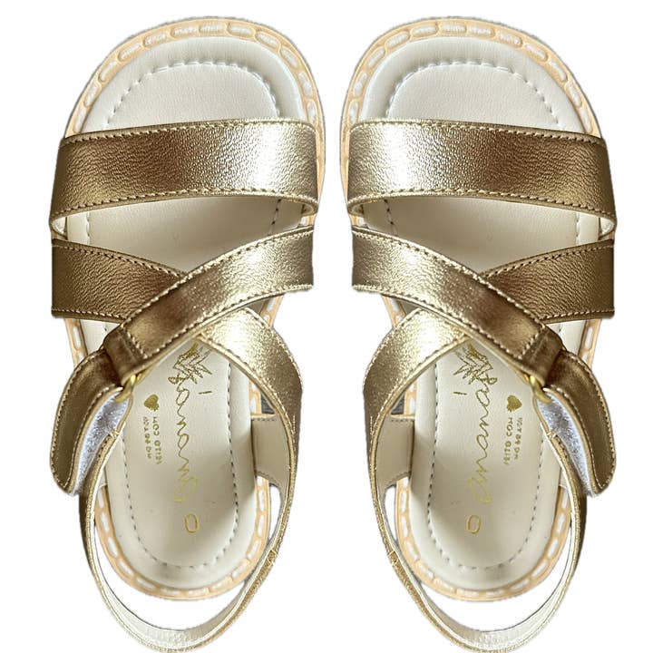 Agnes Metallic Gold Leather Children’s Sandal with Buckle for wholesale by ANANAS