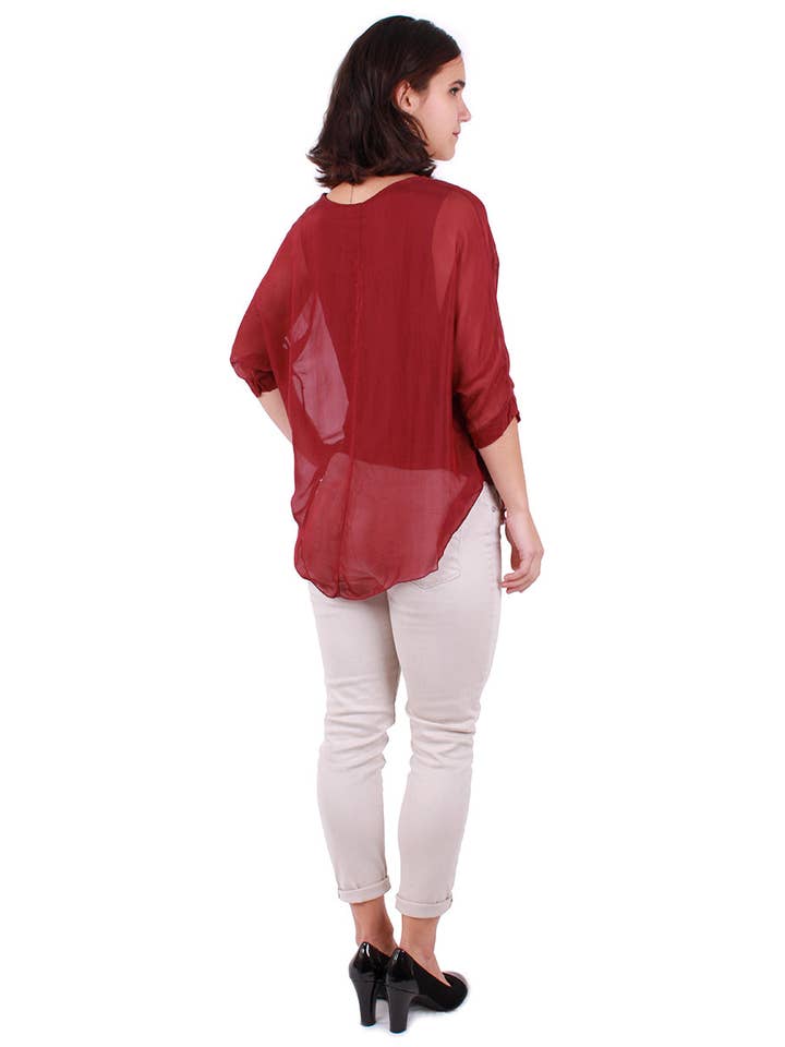 Gigi Moda - Wholesale Blouse - Women's - Kaftan Style Blouse with Frayed Edge25