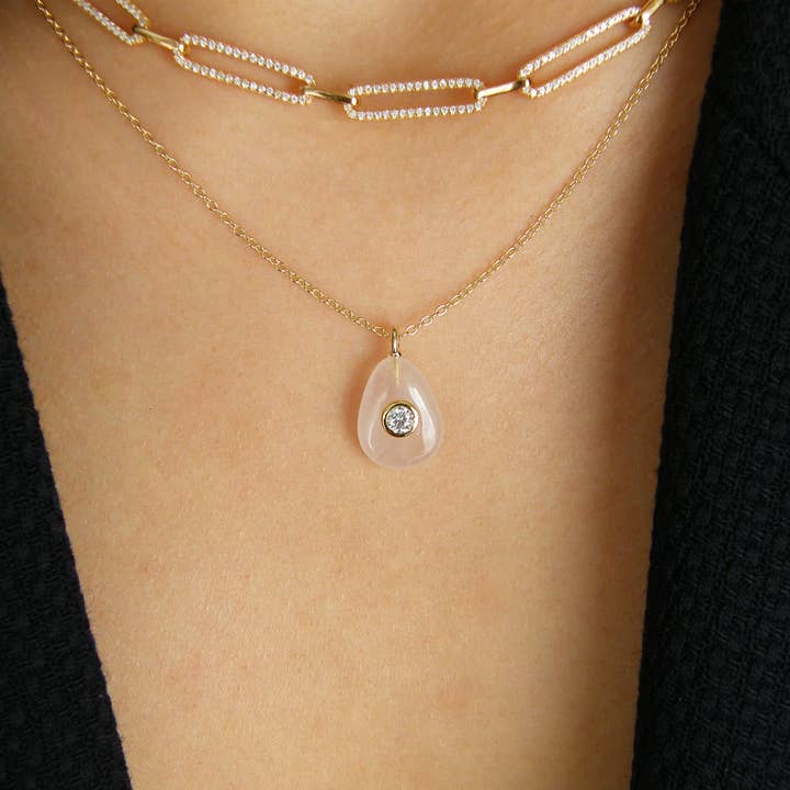 Aura Rose Quartz Necklace for wholesale by Dara Jewellery