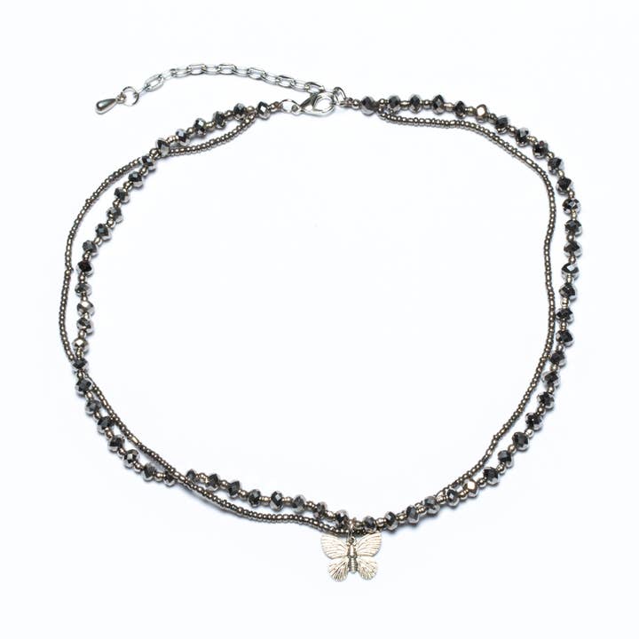 Double Strand Crystal Bead Necklace With Charms - SALE for wholesale by Suzie Blue Canada