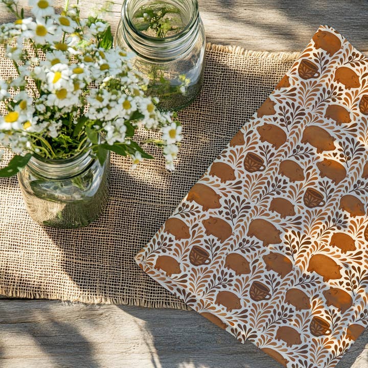 Mexican Marranito kitchenTowels – Set of 2 Cotton puerquitos Towels with Talavera-Inspired Design for wholesale by Ficus and Plants LLC