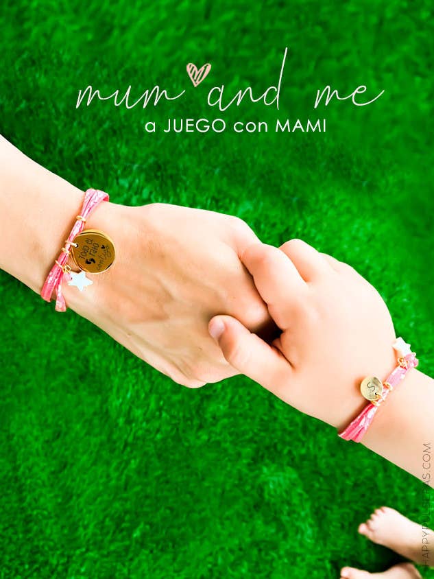 Bracelets en tissu Liberty à fleurs corail pour mère et fille pour la vente par Happypulseras