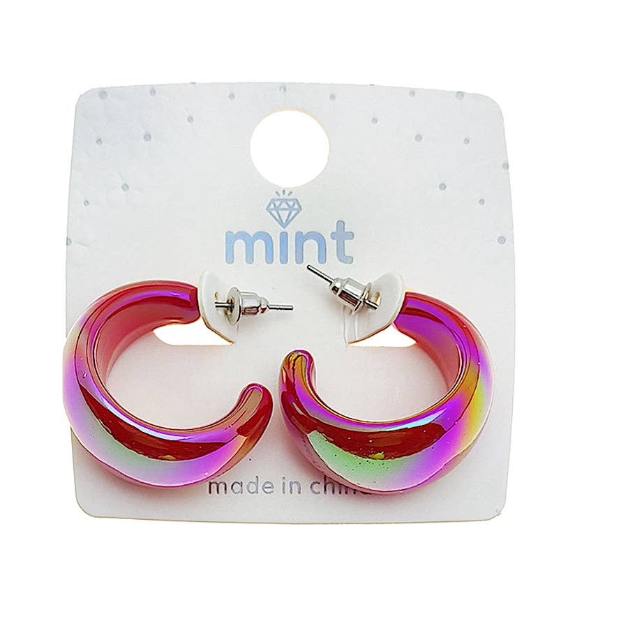 Atlas Fashion - Wholesale Hoop Earrings - Holographic Curve Hoops0