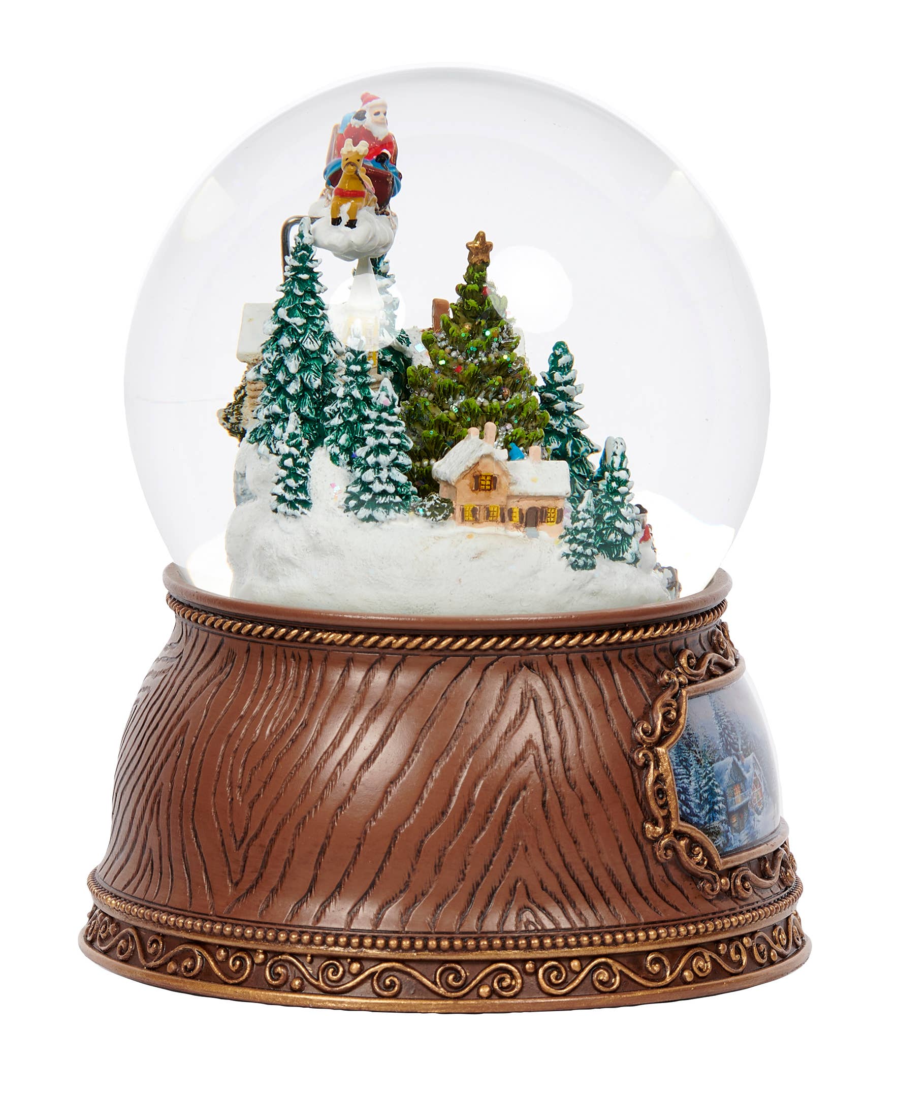 Roman - Wholesale Snow Globe - Musical Village Dome with Rotating Santa and Tree2