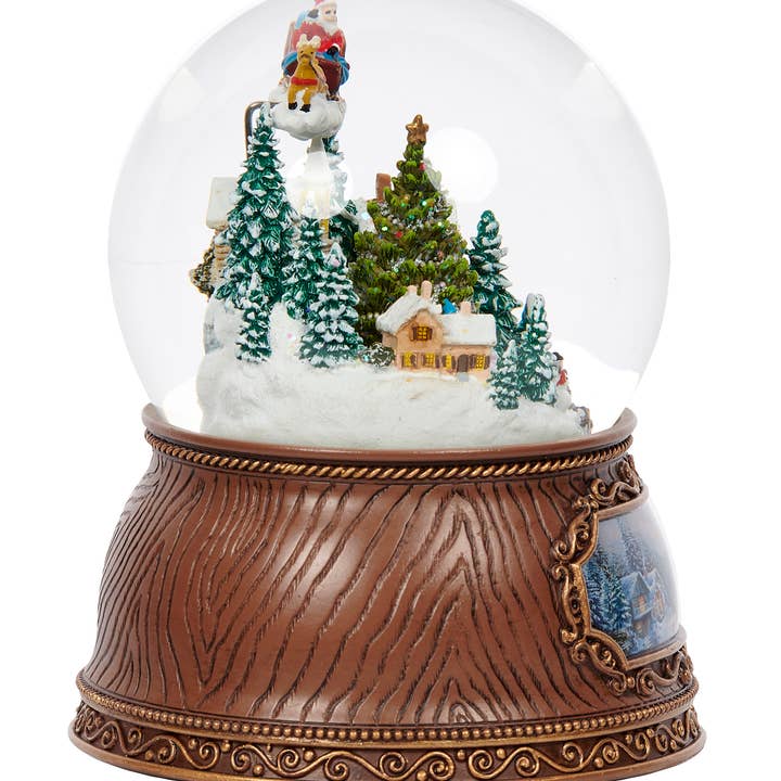 Roman - Wholesale Snow Globe - Musical Village Dome with Rotating Santa and Tree2