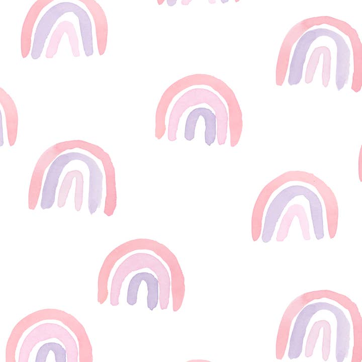 Décalcomanies arc-en-ciel aquarelle rose+violet pour la vente par Alia Wall Co.