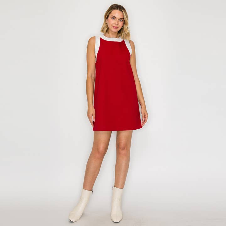 CRIMSON Retro Mod Look Mini dress - LWD2903 for wholesale by LoveWednesday