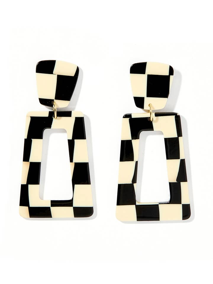 Kennedy - Orecchini a scacchi neri per la vendita all'ingrosso da parte di LINNY CO