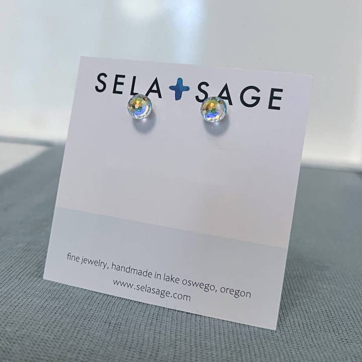 Sela+Sage – wholesale Stud/post earrings – Iridescent Crystal Ball AB Stud Earrings