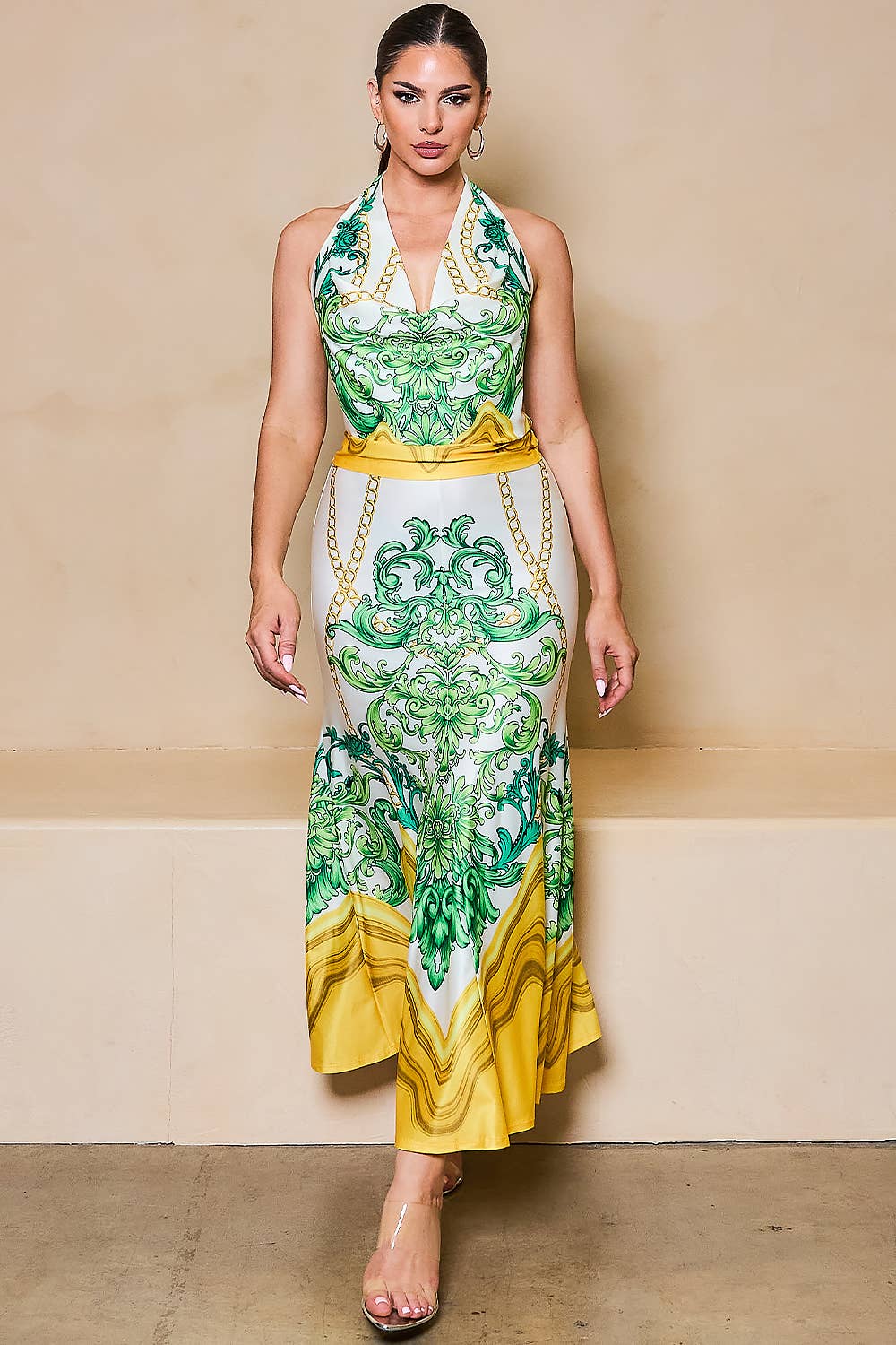 Her Bottari - Vendita all'ingrosso Completo top e gonna - Donna - BS4313-SET_Completo con Gonna e Collo a Scialle1