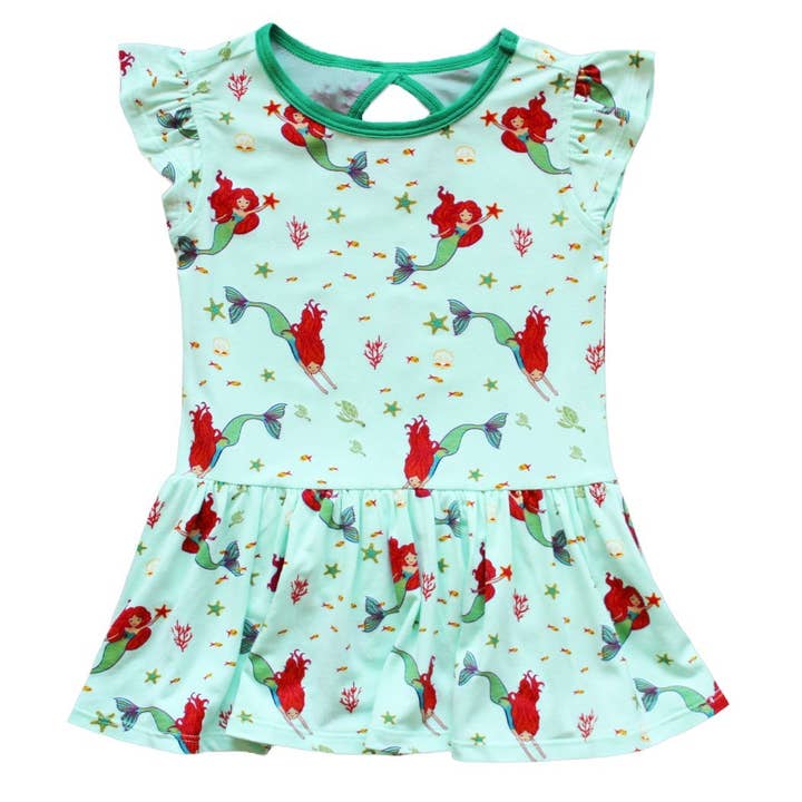 Brilliant-Sea Mermaids Twirling Bodysuit Dress (3-18m) for wholesale by Free Birdees