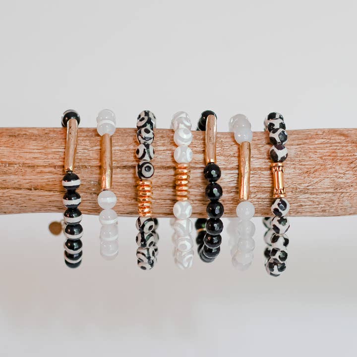 Black & White Agate Bracelets for wholesale by You Can Call Me YOKO LLC