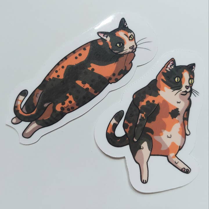 Glitter Ghost Clothing and Accessories - Wholesale Sticker - Calico Cat "Noodle" - Seal and Blob - 3 inch Sticker