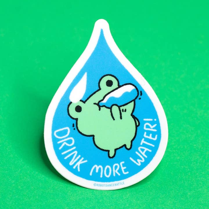 Autocollant vinyle pour boire plus d'eau pour la vente par Robot Dance Battle