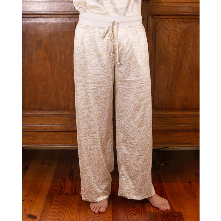 The Royal Standard - Wholesale Sleepwear Bottom - Women's - Tiger Stripe Slumber Pants White/Shell -Asst.