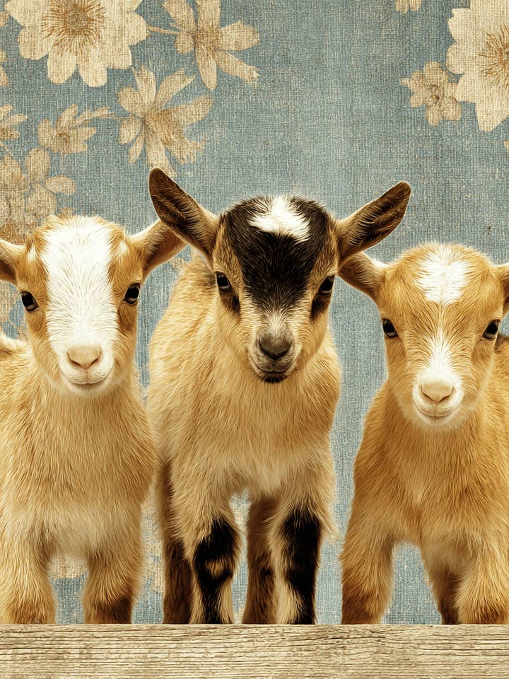 Tre capretti - Opera d'arte 8"x10" per cornice 11"x14" per la vendita all'ingrosso da parte di Mowbi
