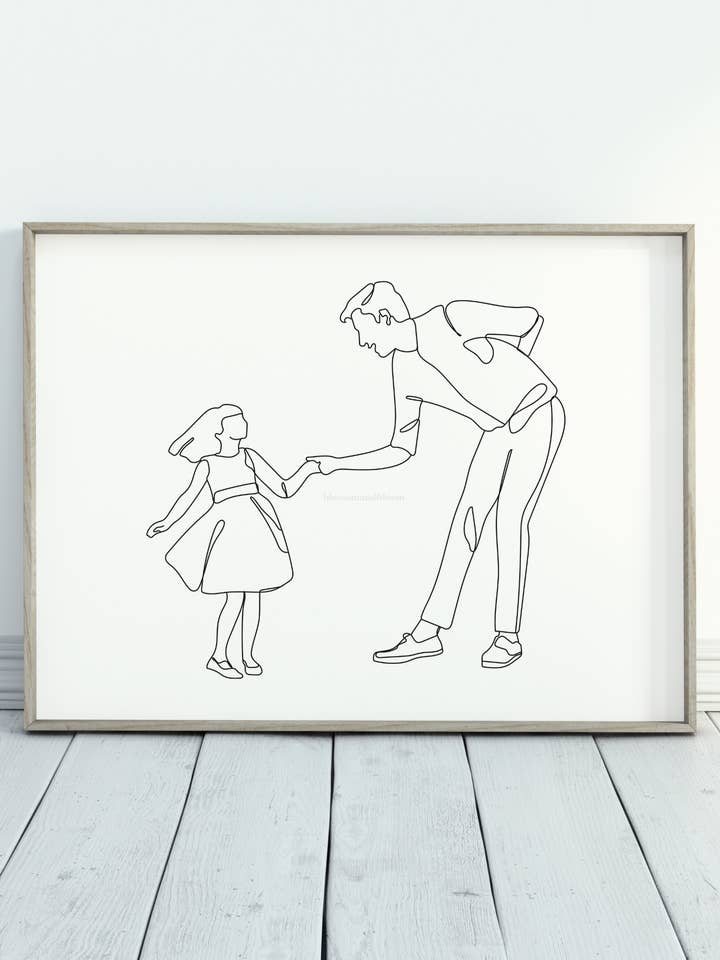 Dad & Daughter Line Art for wholesale by Blossom & Bloom