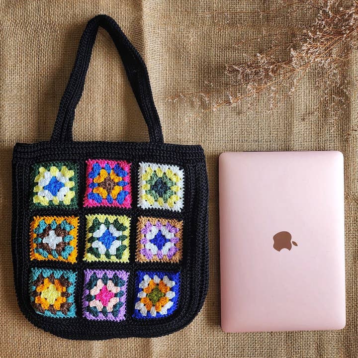 Quince Fables - Wholesale Tote Bag - Women's - Hand-Crochet Bohemian Style Granny Square Bag ✅3
