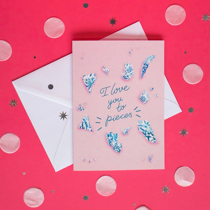 ‘I Love You To Pieces’ - A6 Greetings Card for wholesale by Ocean Hughes