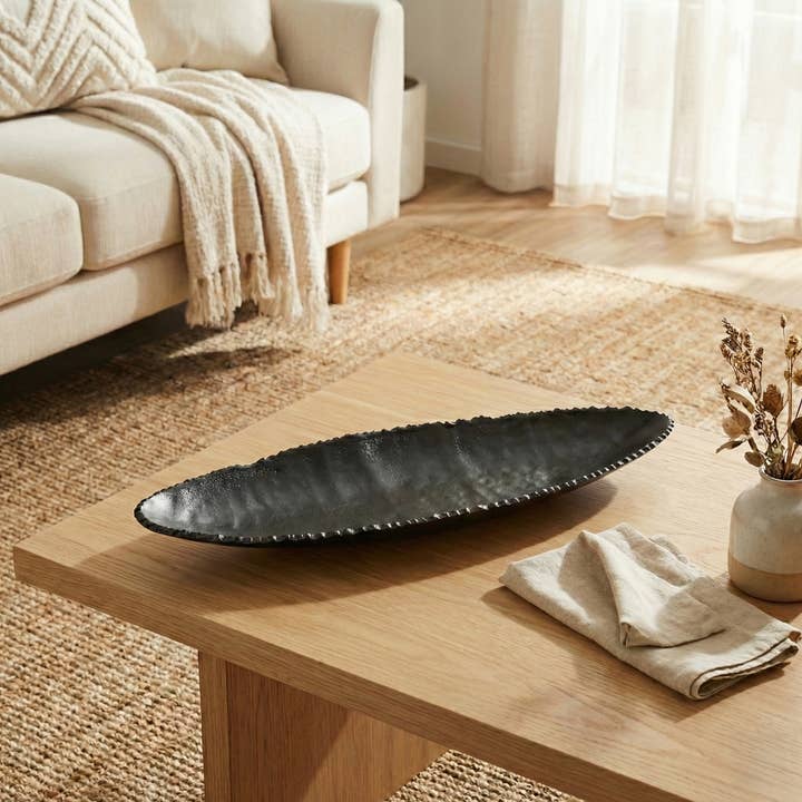 India Handicrafts Inc – Großhandel Tischdeko – Schwarze ovale Schale, Lg1