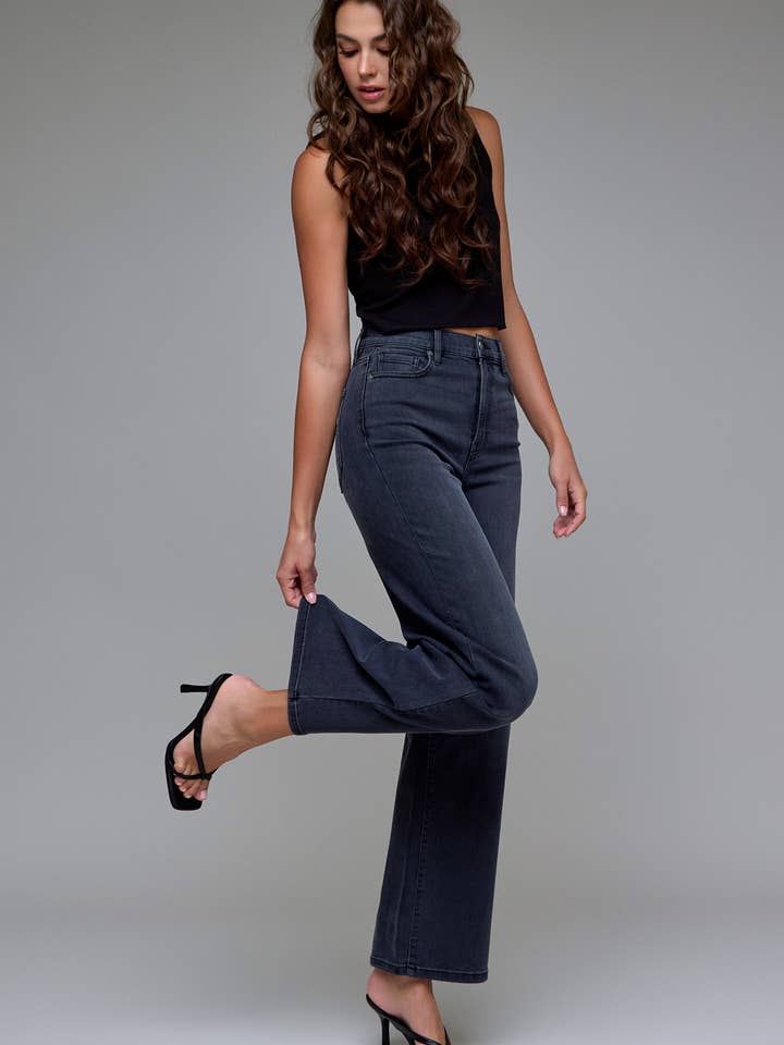 Black High Rise 31" Inseam Dad Jean for wholesale by Hidden Jeans