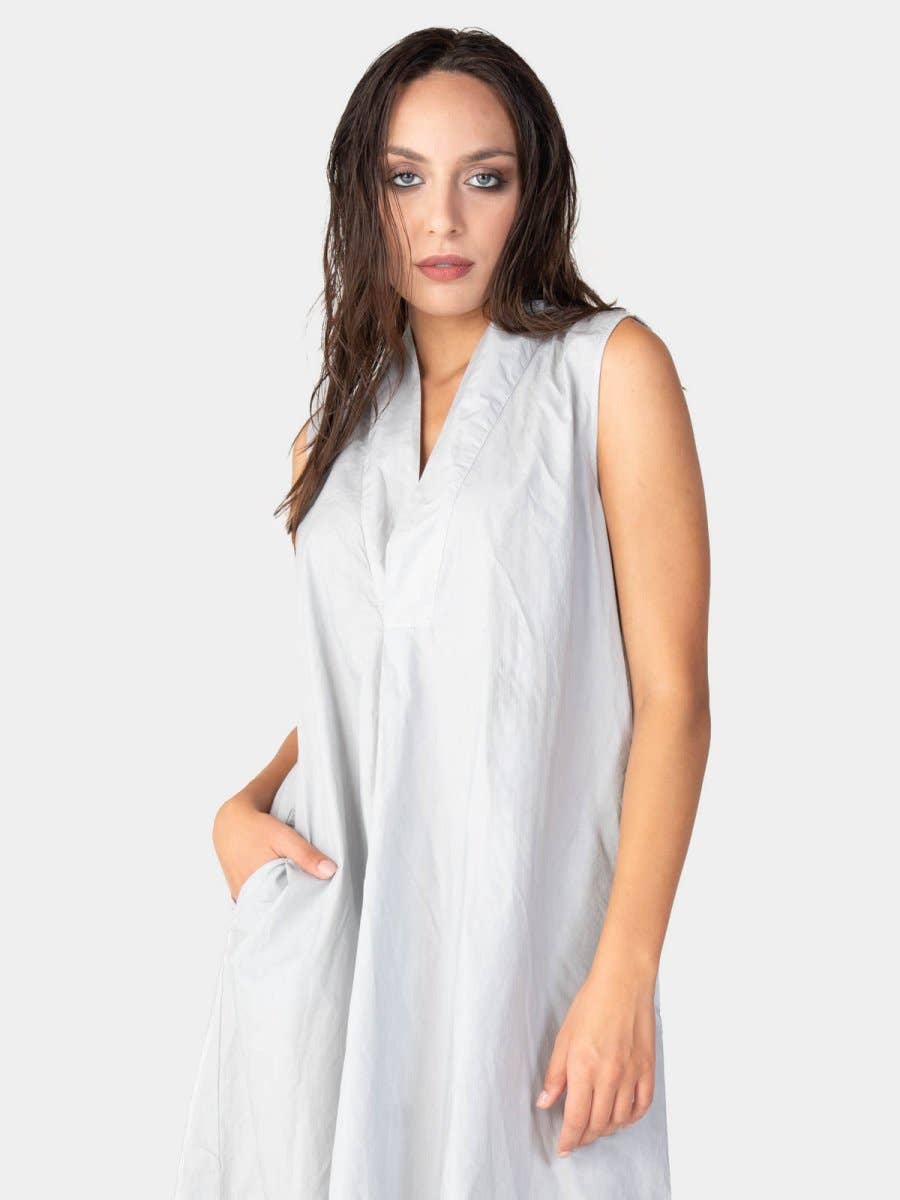 Baci & Amici Fashion - US Continental - Wholesale Dress - Women's - V-Neck Sleeveless Organic Cotton Midi Dress12