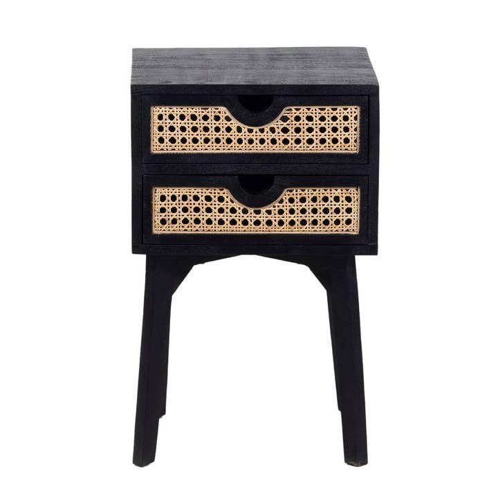 Rabat Mango Wood Rattan 2 Drawer Bedside Table for wholesale by Pinkcity