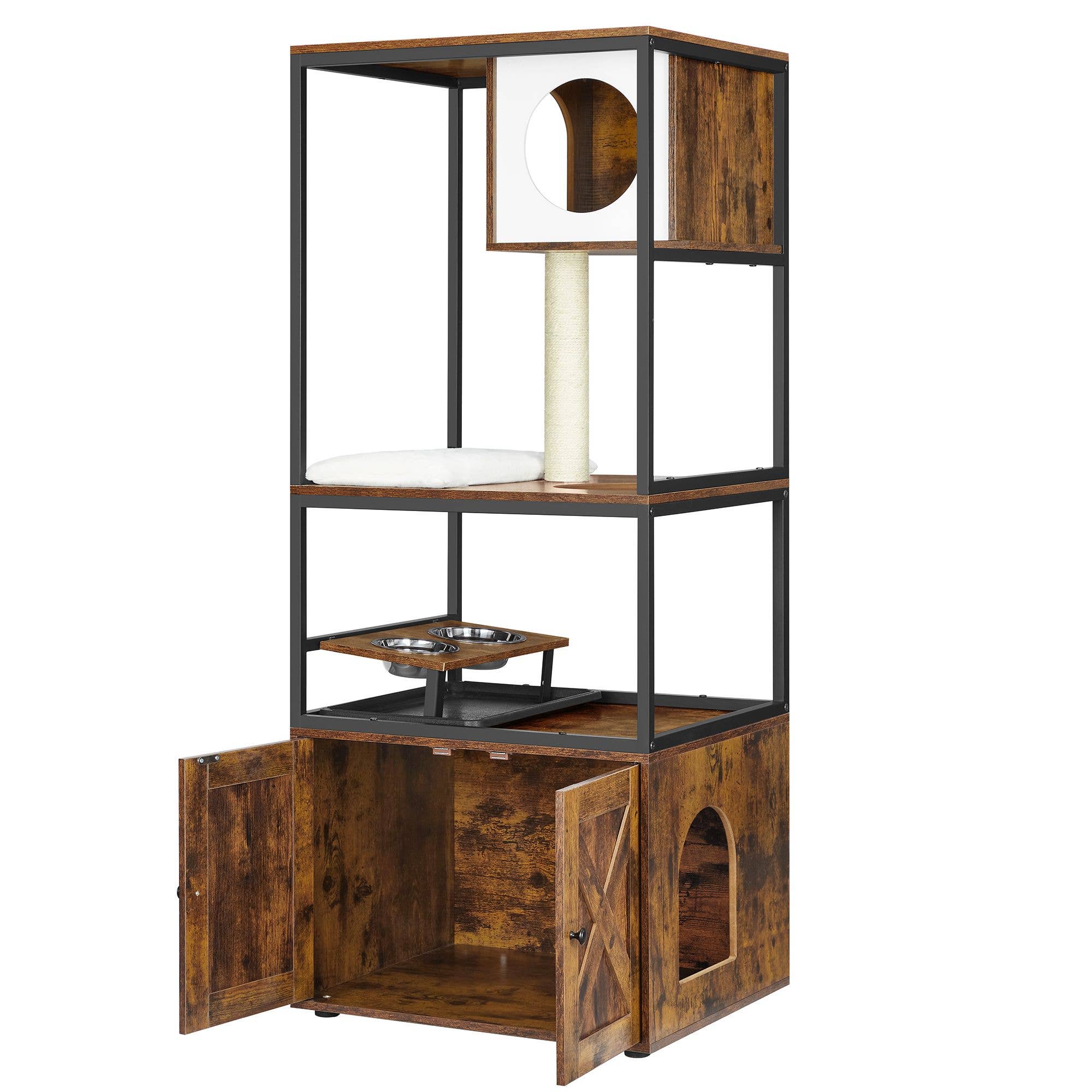 Cat Tree, torre moderna para gatos, caja de arena, rústica al