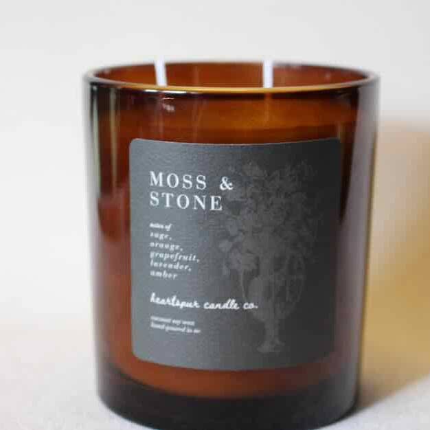 Moss and Stone Candle for wholesale by Heartspur Candle Co.
