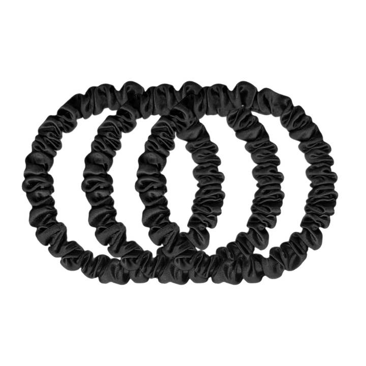 HoneyLux - Wholesale Scrunchie - Women's - Skinny Silk Scrunchies - Black3