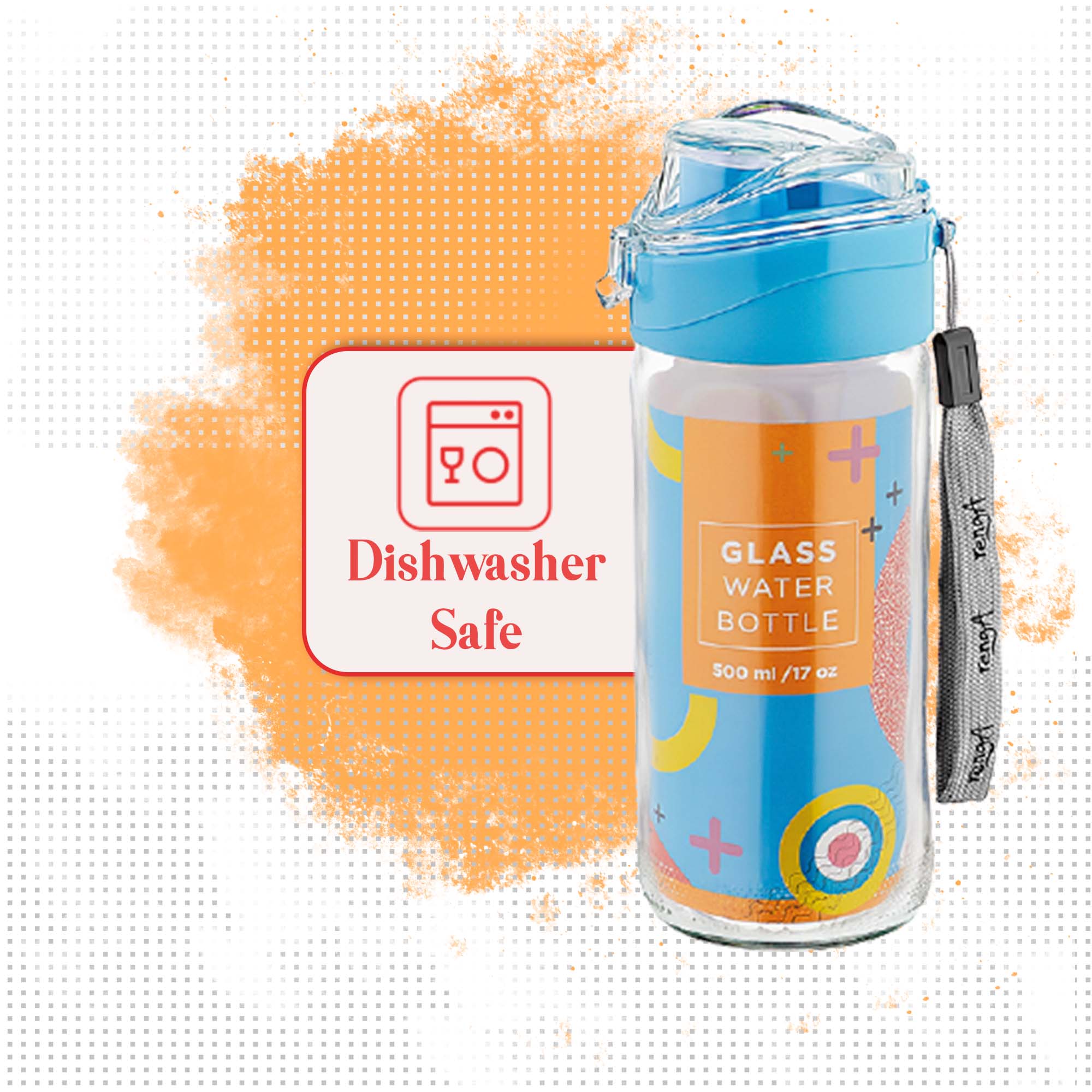 Hakan - Wholesale Water Bottle - Clear Glass Water Bottle Flask with Leak-proof Lid, 17 Oz6