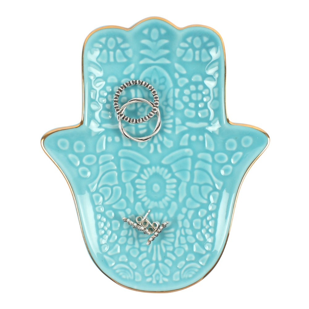 Something Different Wholesale – wholesale Jewellery dish – Turquoise Hamsa Hand Jewellery Dish1