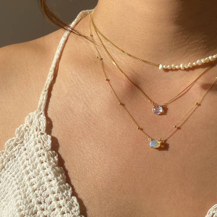 Kimiya Designs - Wholesale Pendant/charm necklace - Mini Solitaire Oval Opal Necklace6