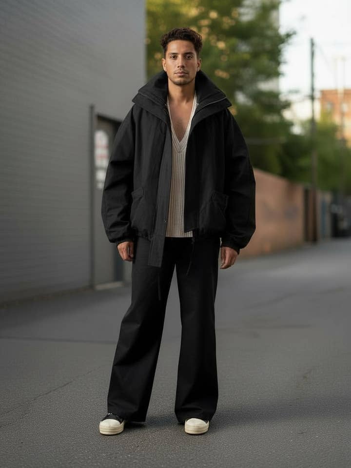 Oversized Black Denim Flight Jacket for wholesale by Culture And Fate