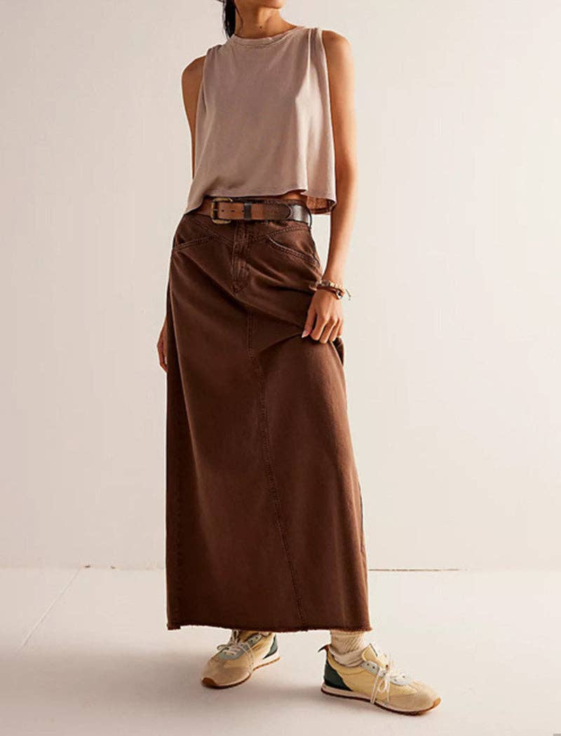 safistyle - Wholesale Skirt - Women's - Maxi Denim Skirt with Relaxed Fit1