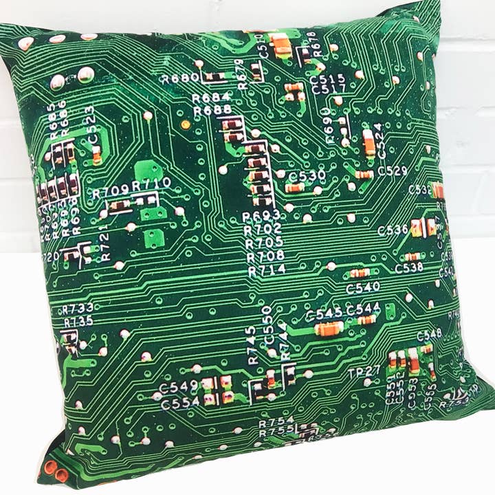 Almofada de veludo de placa de circuito verde por atacado de Kitsch Republic