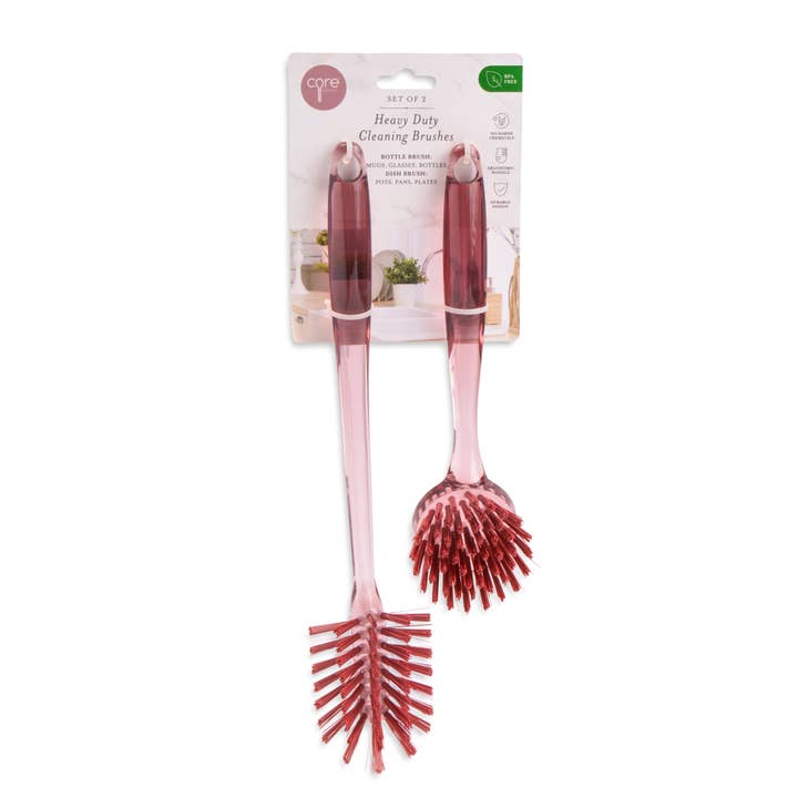 2pc Dish Brush and Bottle Brush - Vintage Pink for wholesale by Core Home